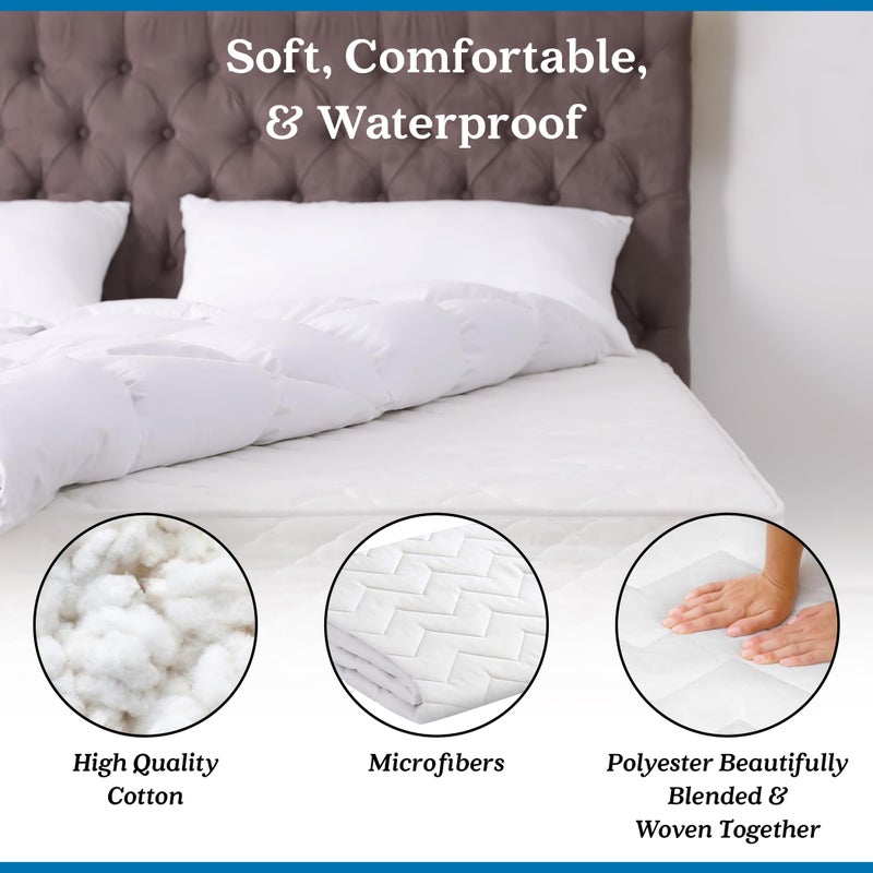 Waterguard Quilted Cotton Mattress Pad - Twin XL Size - Soft, Comfortable, and Fluffy Mattress Pad - Waterproof Mattress Protector Stretched 13" for Snug Fit on Regular Sized Mattress - Image 2